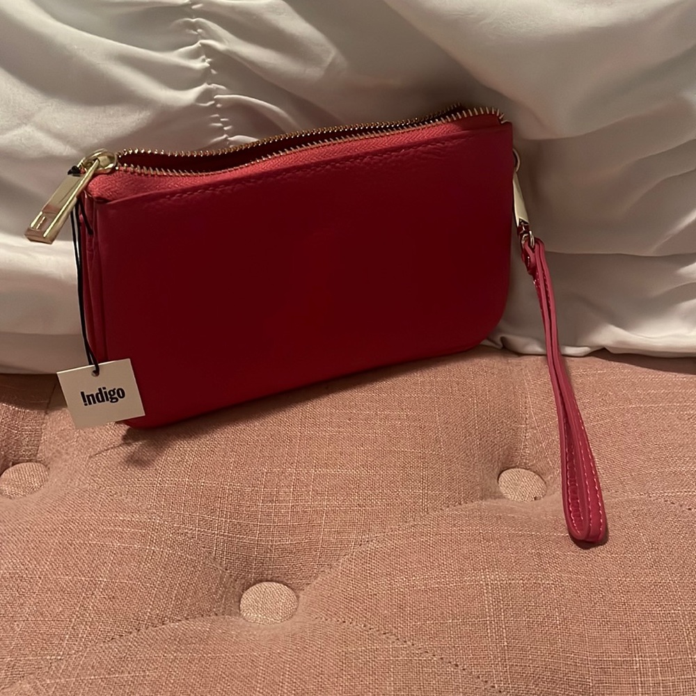 Indigo clutch pink purse